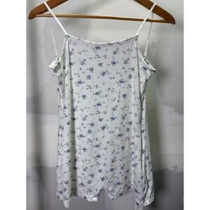 Dazy Women White Purple Floral Ribbed Romper‎ Spaghetti Strap Snap Crotch XL NEW